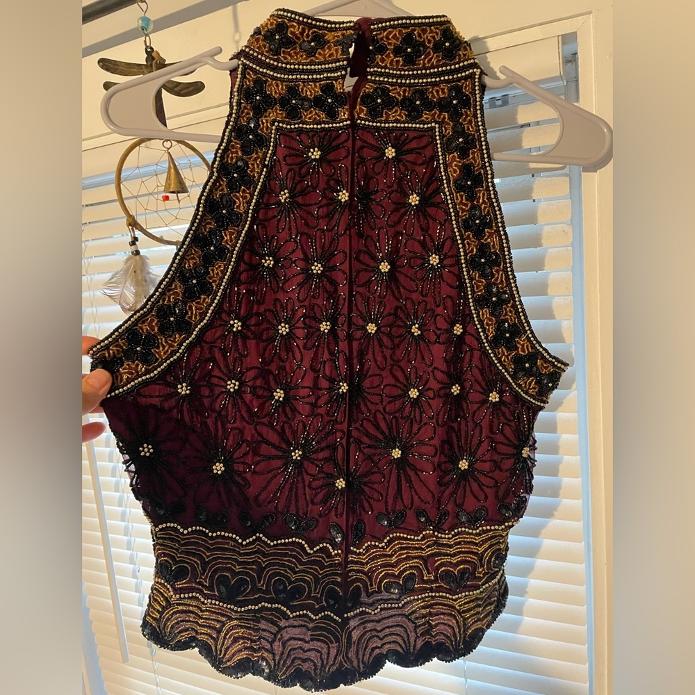 Beautiful Pappell Boutique Evening Hand Beaded Halter Top | Sz Medium - Picture 2 of 8